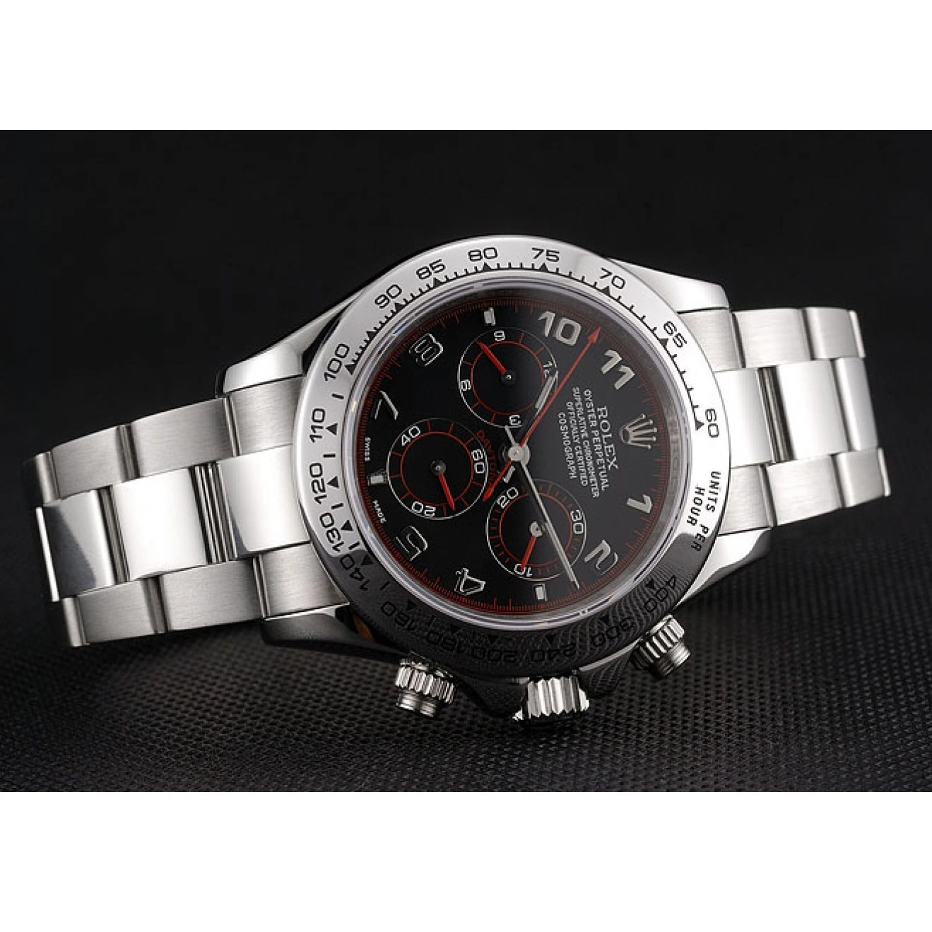 Aaa replica watch Swiss Dial Stainless Steel Rolex Black Bracelet Daytona 80296 0630